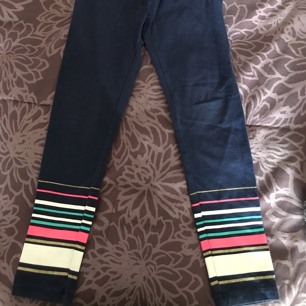 Size 4 Navy Blue Leggings w Stripes